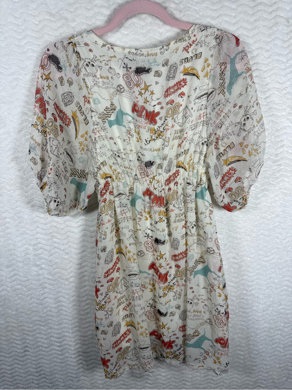 BASIO HCUSE  Graffiti Like Dress with Sheer Arms in Cream. Authentic design 😎🔥 - Picture 10 of 12